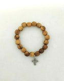 Hand Made OLIVE WOOD BRACELET Rosary with Cross from Bethlehem, the Holy Land