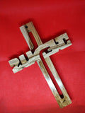 Hand Made Olive Wood Jesus Name Carved Cross Wall Hanging from Bethlehem,Israel