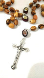 Hand made Unique Catholic Olive Wood Rosary with Icons, Plenty details in info !