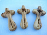 Hand Made Olive Wood Comfort Cross engraved Holy Spirit, Read Description