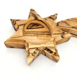 Hand made Olive Wood Shooting Star Candle Holder with a free Candle