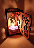 Beautifully Handmade Laser Christian Olive Wood Candle Holder with a free candle
