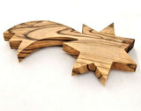Hand made Olive Wood Shooting Star Candle Holder with a free Candle