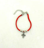 Hand made Red rope Christian bracelet with Zinc Cross +  Made in Bethlehem