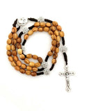 Handmade Olive Wood Strong Corded Rosary Beads with Jerusalem Soil. Please read description