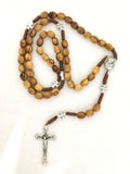 Olive Wood strong brown corded Rosary Beads with Jerusalem Soil, Plenty info in description