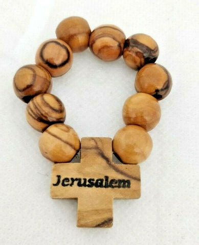Hand Crafted Large Olive Wood Finger Rosary Prayer Large Beads, Hand Carved in Jerusalem, Holy Land