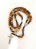Olive Wood strong brown corded Rosary Beads with Jerusalem Soil. please read description, its worth it