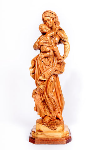 Hand carved olive wood Mother Mary & Baby Jesus  large Statue from The Bethlehem Nativity Group (TBNG) / www.tbng.co.uk