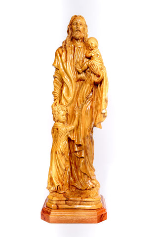 Large Jesus Christ with the Children Olive Wood Statue