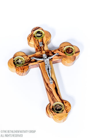 Hand Made Olive Wood Crucifix with Relics / www.tbng.co.uk