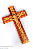 Hand Carved Olive wood & Mahogany wood Latin Crucifix with Relics 