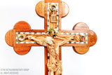 Olive Wood, Mother Of Pearl, Mahogany Wood Standing Crucifix with base
