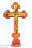 Olive Wood, Mother Of Pearl, Mahogany Wood Standing Crucifix with base