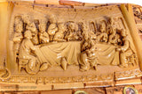 Hand Made Large Last Supper Olive Wood Wall plaque with Ceramic Last Supper Clay