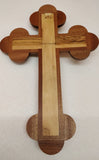 Stunning Hand Carved Olive Wood Crucifix Embedded With Mahogany Wood