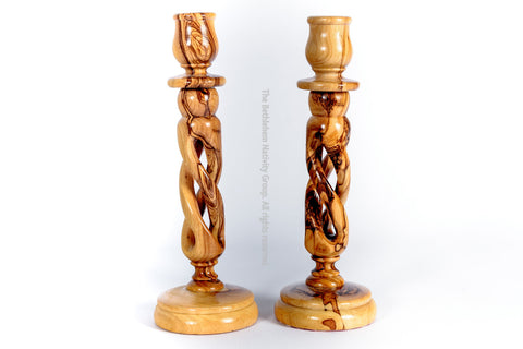Olive Wood Candle Holders Sticks from The Bethlehem Nativity Group tbng / www.tbng.co.uk