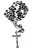 Stunning Hematite Natural Solid Stone Oval Rosary Beads , FREE ROSARY BOX & Free Booklet