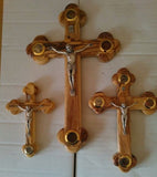 Hand Made Olive Wood Crucifix 18 CM With ( Holy Soil,Frankincense,Rocks,Olive Leafs) Free Presentation Box