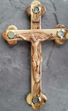 Hand Carved Olive Wood Crucifix 38 CM With (Holy Soil,Frankincense,Rocks,Olive Leafs)