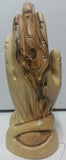 Beautiful Hand Carved Olive Wood Praying Hands With A Free Rosary Beads