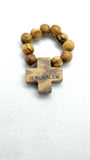 Olive Wood Finger Rosary Christian Prayer Beads, Hand Carved in Jerusalem