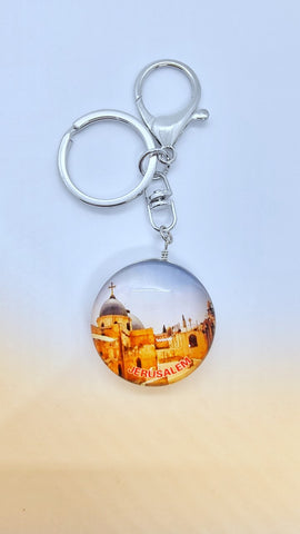 Holy Sepulchre Church Jerusalem, The Holy Land Glass 3D Keyring Key Chain / Double Sided