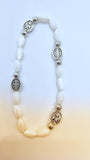 Handmade Catholic Mother Of Pearl Gemstone Bracelet with Icons / Made in Jerusalem, The Holy Land.