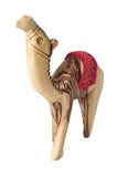 Hand Carved Olive Wood Camel with Cloth Saddle